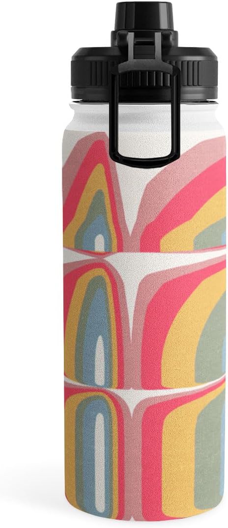 Deny Designs Water Bottle, Sport Lid 18 oz, Emanuela Carratoni Whimsical Rainbow