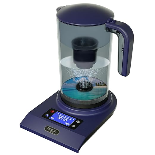Hydrogen Alkaline Water Pitcher Maker Machine,Hydrogen Water Pitcher with SPE and PEM Technology, Make Hydrogen Content up to 800-1200 PPB 2000ml/70Oz