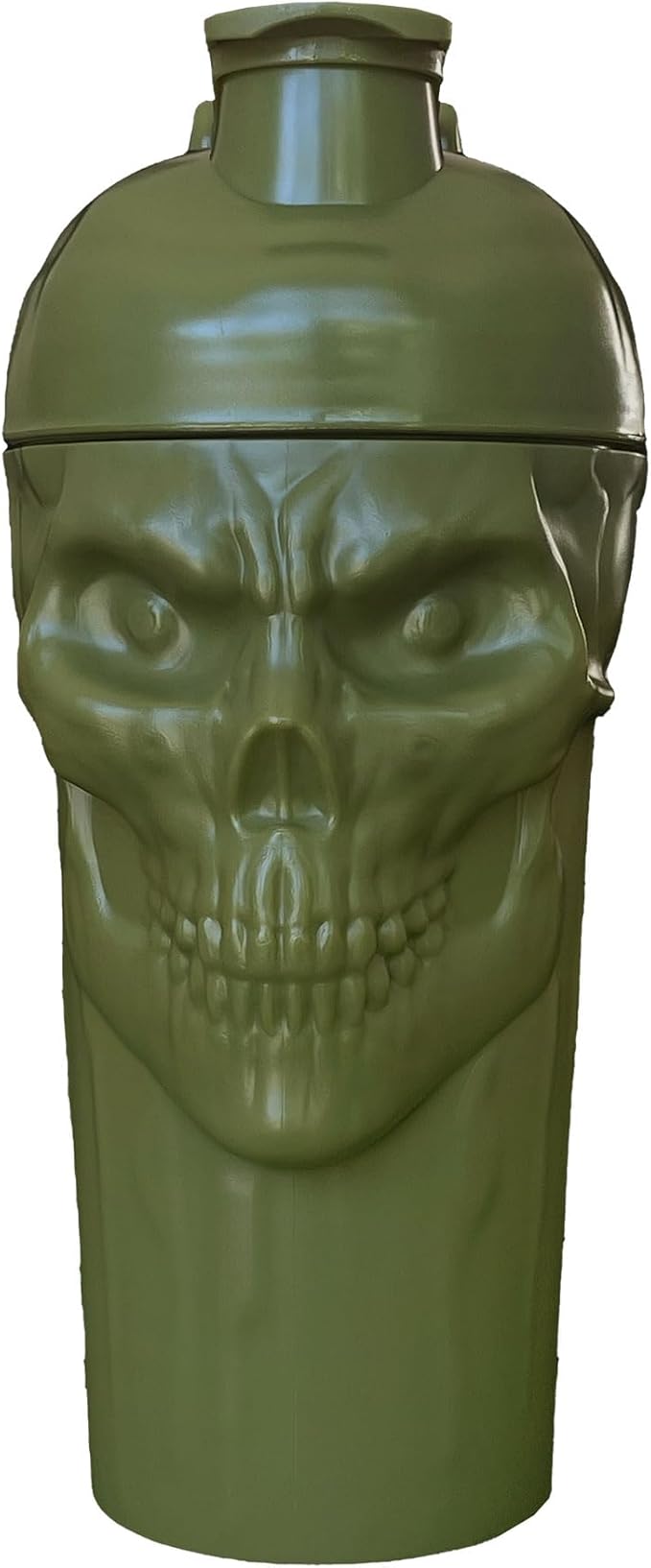 JNX SPORTS The Curse! Skull Shaker Bottle, 24-Ounce, Military Green Limited Edition, Supplement Mixer with Classic Loop Top …