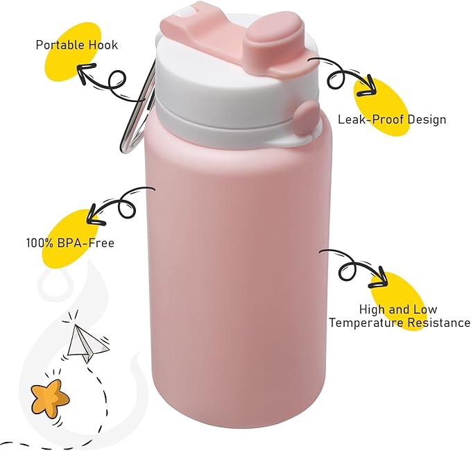 Opard Collapsible Water Bottles 19 Oz - BPA Free, Leak Proof, Foldable Silicone Collapse Bottle, Easy to Compact and Expandable, Travel Essentials Accessories