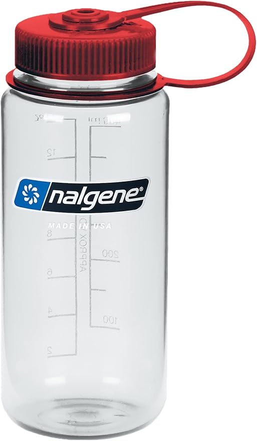 Nalgene Sustain Tritan BPA-Free Water Bottle Made with Material Derived from 50% Plastic Waste, 16 OZ, Wide Mouth, Clear