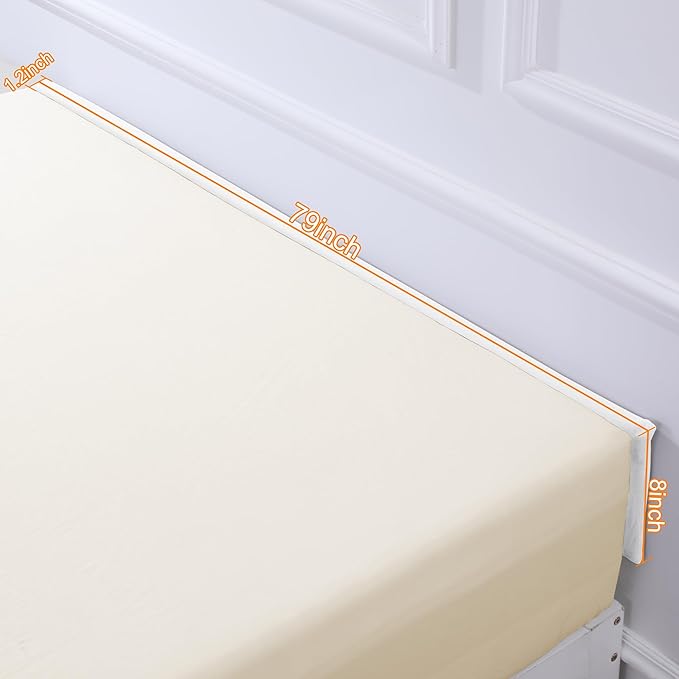 MABOZOO Bed Gap Filler Cushion, Long Thick Filler Bolster Pillow Stopper for Headboard Space Gap, Bed Mattress Extender Bed Wedge Pillow (White, 1.2X8X79inch)