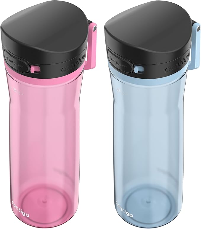 Contigo Jackson Water Bottle, 24 oz, 2-Pack, Glacier; Azalea