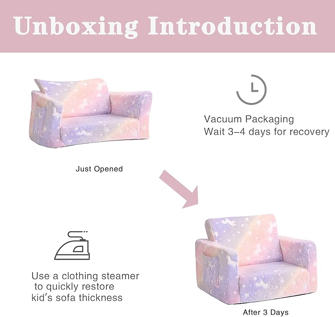 Tiita Kids Sofa, 2-in-1 Kids Sofa Chair, Convertible Children Couch to Lounger, Flip Out Kids Sofa Chair, Toddler Armrest Chair Bed, Folding Kids Play Sofa for Girl or Boy(Twill Pegasus)