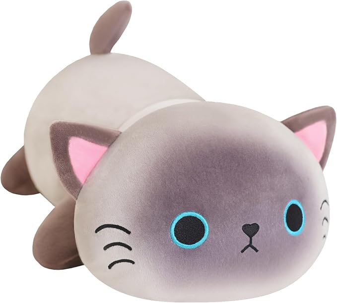 SQEQE Weighted Siamese Cat Plush, Weighted Siamese Cat Stuffed Animal for Anxiety, Cute Siamese Cat Plushies Soft Siamese Cat Pillow Toy Gift for Kids Adults 9.8 Inch, 0.8 lbs