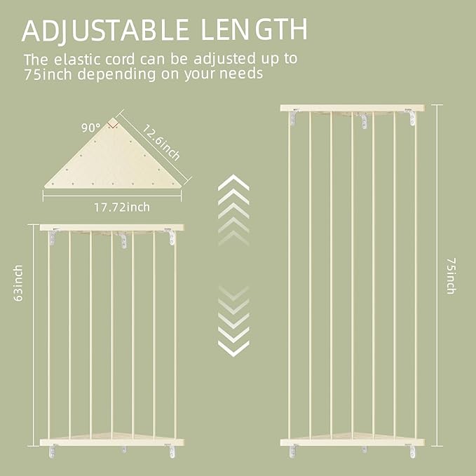 Kids Stuffed Animal Storage Organizer - Corner Stuff Animal Holder for Kids with Length Adjustable - Plush Toys Wall Storage for Nursery Playroom Bedroom (Ivory)