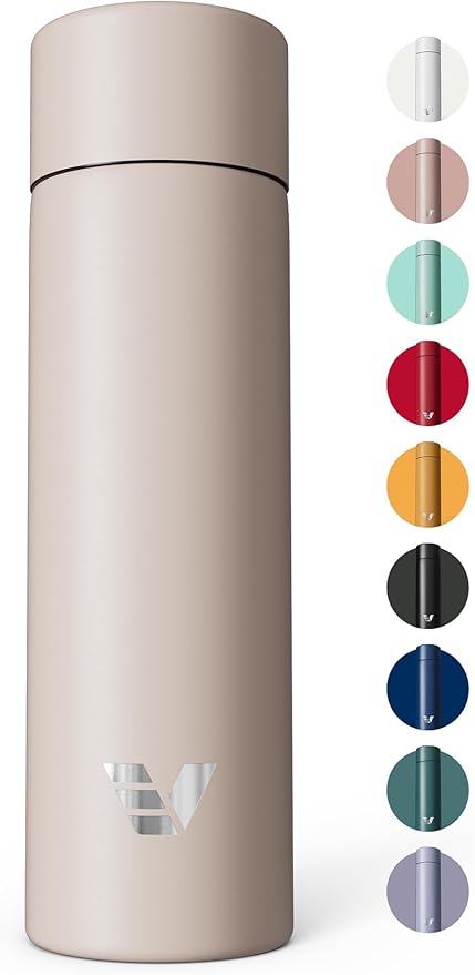 Mini Stainless Steel Water Bottle 14oz - Non-insulated | Designed for Bags | Slim, Lightweight & Stylish – Desert Beige