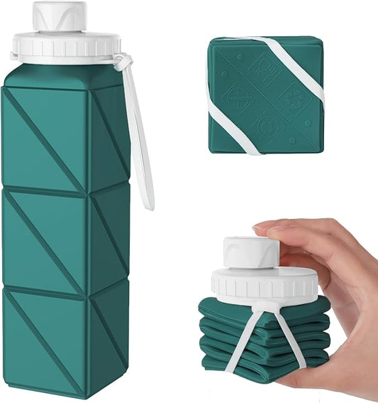 SPECIAL MADE Collapsible Water Bottles Cups Leakproof Valve Reusable BPA Free Silicone Foldable Travel Water Bottle Cup for Gym Camping Hiking Travel Sports Lightweight Durable