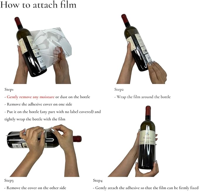 Pinot Noir size Wine Label Protector Saver Film - 50 Pieces, 0.3mm Thickness Transparent Wine Label Film for Wine Label Protection Double Sided Sticker Wine Wedding Celebration Present