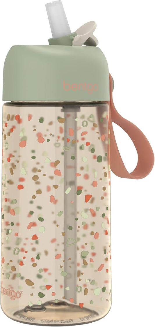 Bentgo Kids Water Bottle (Whimsy & Wonder Collection) - Leak-Proof Durable Tritan 15 oz. Cup for Kids/Toddlers 3+; Flip-Up Safe-Sip Straw for School, Sports, Daycare, Camp & More (Geo Speckle)