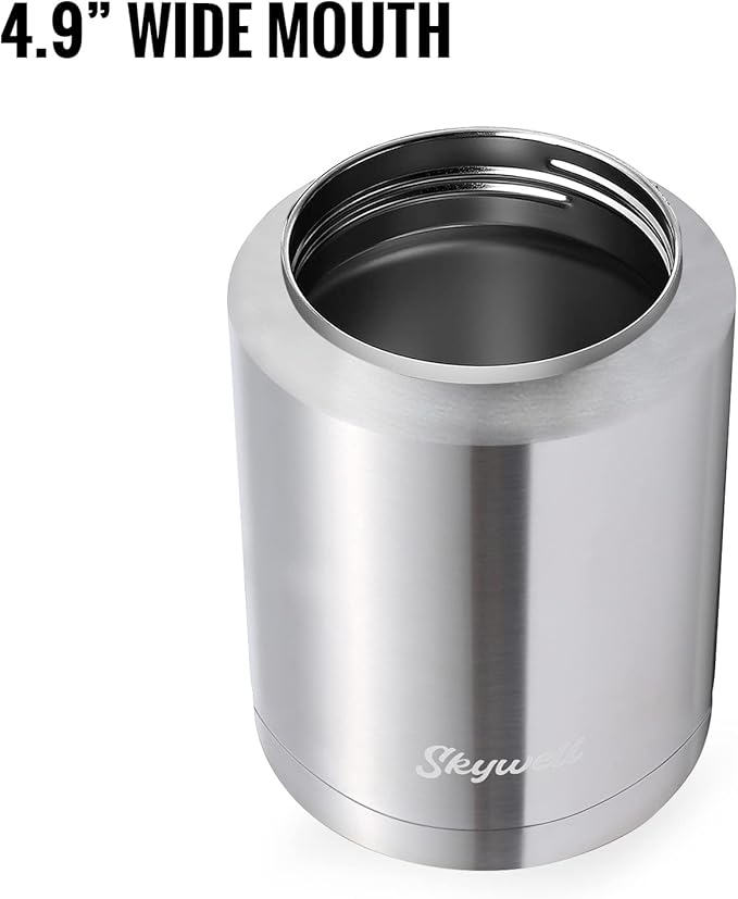 SkyWell 64 Oz Insulated Water Bottle Sleeve and Cup Kit Wide Mouth Water Flask Sweat-Proof and Leak-Proof Half Gallon Water Jug for Outdoors, Silver Kit