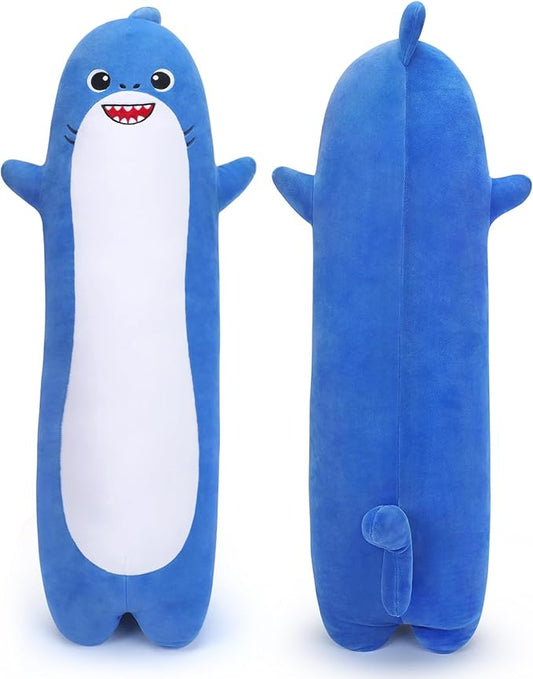 Large Shark Plush,33.5” Long Shark Stuffed Animal,Cute Plushies Long Shark Plush Toys,Kawaii Sleeping Animal Body Pillow,Soft Plush Hugging Pillow,Ideal Snuggle Buddy for Kids Adults
