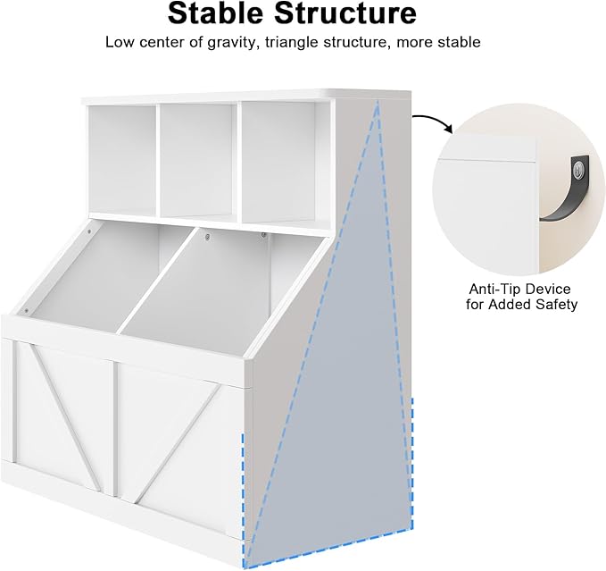 Kids Bookshelf and Toy Storage, Kids Toy Storage Organizer, Toy Storage Cabinet with Toy Shelf, Toddler Bookshelf Toy Organizer and Storage Bins for Playroom, Bedroom, Nursery, Classroom, Daycare