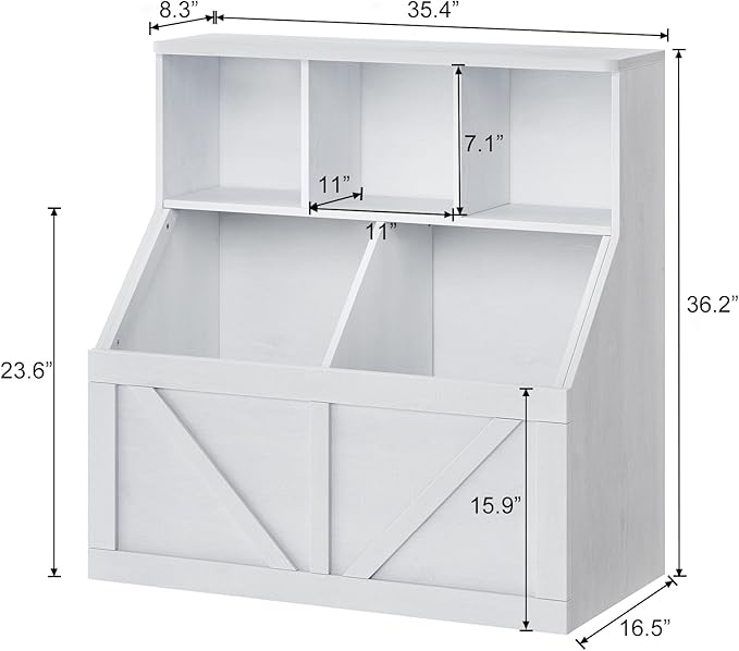 Kids Bookshelf and Toy Storage, Kids Toy Storage Organizer, Toy Storage Cabinet with Toy Shelf, Toddler Bookshelf Toy Organizer and Storage Bins for Playroom, Bedroom, Nursery, Classroom, Daycare