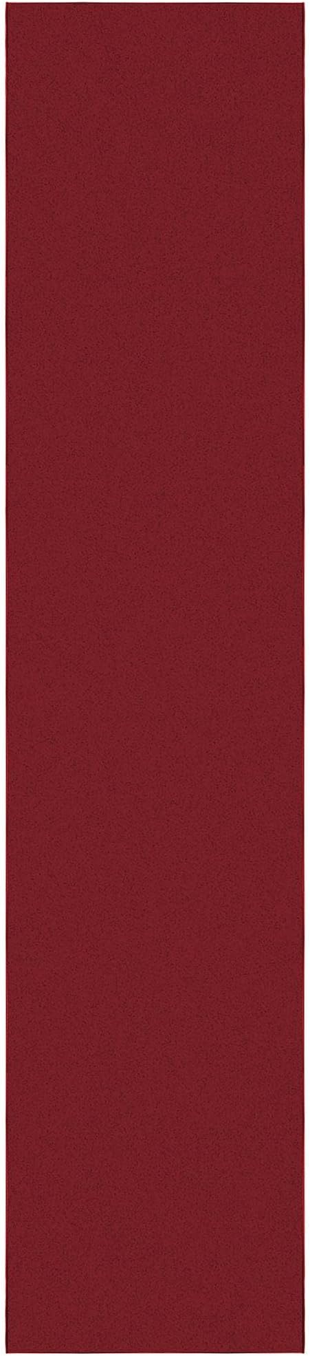 Machine Washable Modern Solid Design Non-Slip Rubberback 3x12 Traditional Runner Rug for Hallway, Kitchen, Bedroom, Living Room, 2'7" x 12', Red