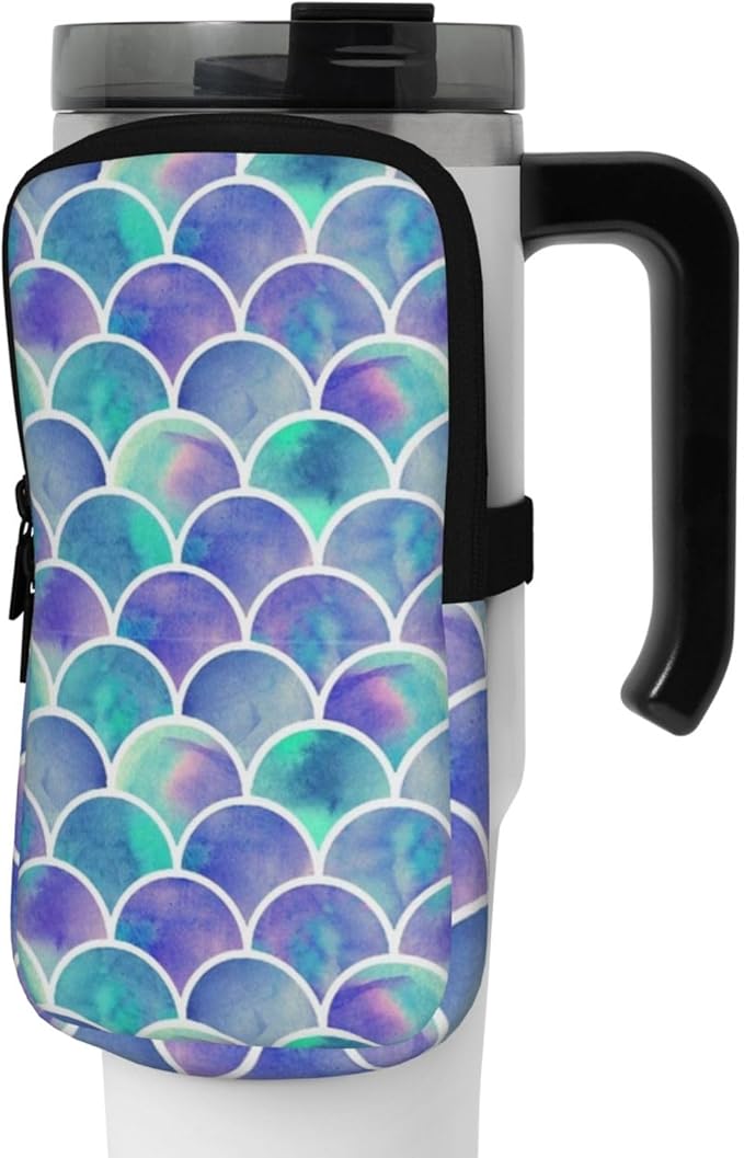 Galaxy Mandala Water Bottle Pouch for Stanley Cup 40oz 30oz,Personalized Gym Purse for Men Women, Tumbler Pouch with Versatile Pocket Water Bottle Bag for Cards, Keys, Phone