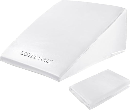 HOMBYS Satin Bed Wedge Pillow Cover Silky & Smooth Wedge Pillowcase 1 Pack 24x24x7.5, Soft & Breathable, Removable & Machine Washable-Zipper Design (Pillow Not Include),White