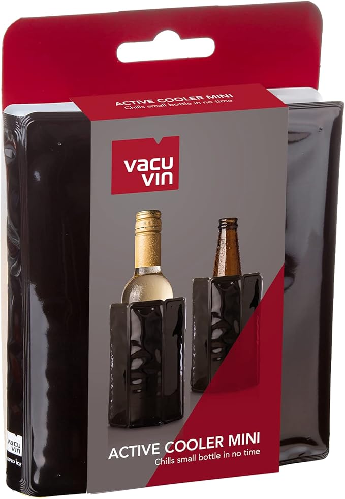 Vacu Vin Active Cooler Mini - Black - Wine & Drinks Cooling Sleeve (0,3-0,5 l) - Rapidly Chills and Maintains Cold Temperatures - Versatile for Beer, Wine and More