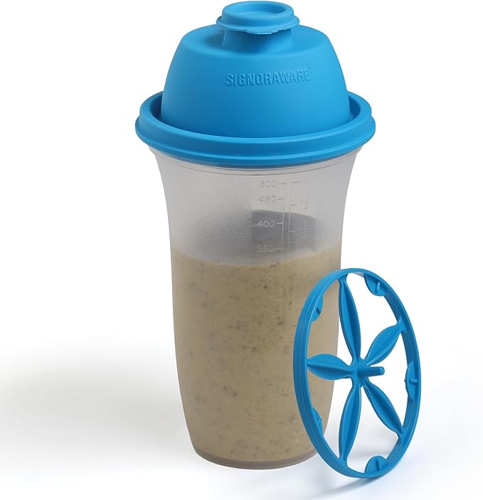 SIGNORA WARE Shaker Bottles | 17-Ounce Plastic Protein Shake Bottle for Meal Replacement Shakes & Smoothies, Beverages, Mixing Salad Dressing & Sauces, Margarita, & More