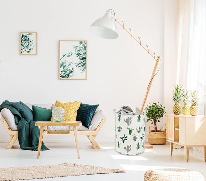 Kids Laundry Basket Kids Hamper Baby Laundry Hamper Toy Storage Bin for Boys Room Decor Nursery Hamper Gift Baskets for Bedroom Bathroom(Green and Gray）