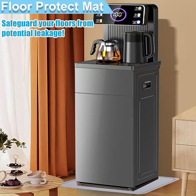 Water Cooler Dispenser Mat with Raised Edge, Water Cooler Mat Drip Tray Floor Protector, 24"x16" Water Dispenser Drip Pan Waterproof Desktop Silicone Mat for Mini Fridge, Washer, Coffee, Dishwasher