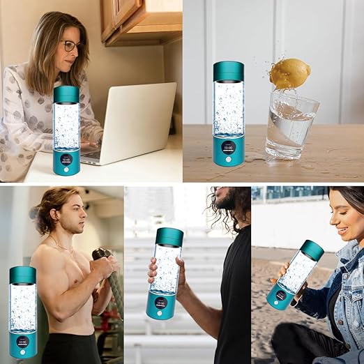 Hydrogen Water Bottle 4000+PPB, 4th Gen Hydrogen Water Generator Bottle with SPE PEM Technology Water Ionizer 5Min Quick Electrolysis, Hydrogen Rich Water Machine, Mothers Day Gifts for Mom (Blue)