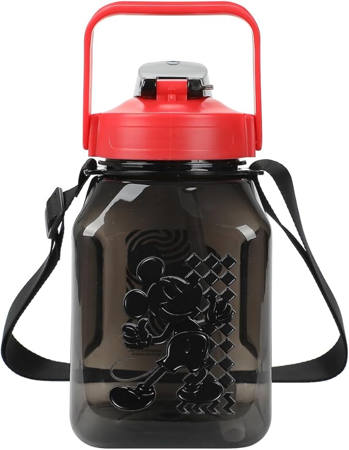 Bioworld Disney Mickey Mouse Ears 50 Oz Black Water Bottle With Carrying Strap