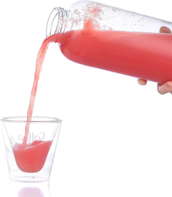 DE.KITCHEN&HIFUN Glasss Water Bottle 64oz, Large Borosilicate Glass 2L for Juice, Glass Water bottle with Steel Cap Filter (2)