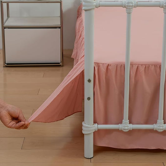 Bed Skirt King Size Ruffled Bed Skirt with Split Corners,12 Inch Drop Dust Ruffle Bed Skirt with Platform, King-12 Inch, Blush