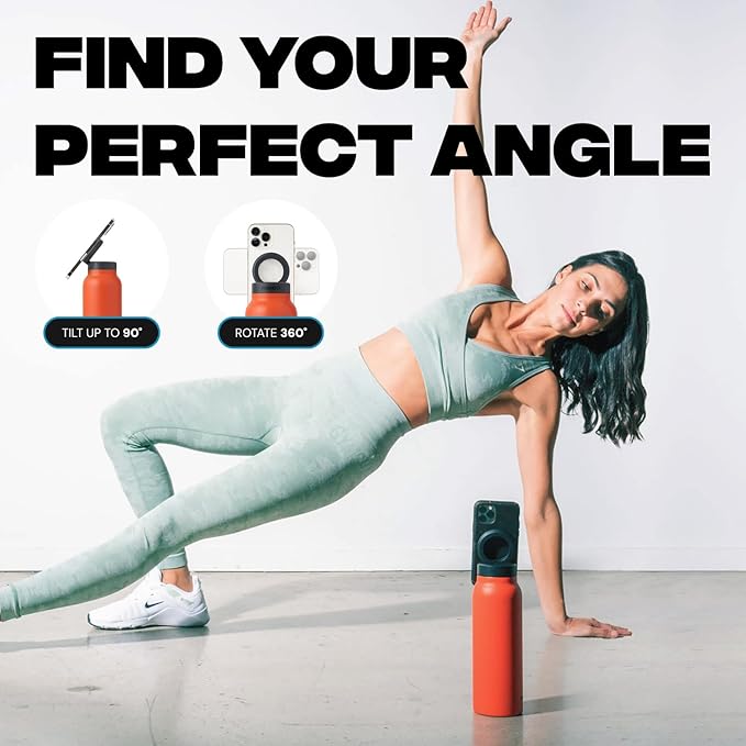 Ringo Insulated Water Bottle - Compatible MagSafe Water Bottle w/Phone Holder -Stainless Steel School Water Bottle w/Magnetic Phone Mount for Kids & Adult-Hot 12H, Cold 24H 360° Rotate - Orange 32oz