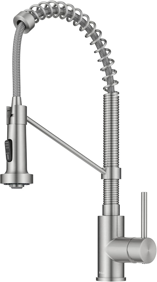 Kraus KPF-1610SS Bolden 18-Inch Commercial Kitchen Faucet with Dual Function Pull-Down Sprayhead in All-Brite Finish, Stainless Steel
