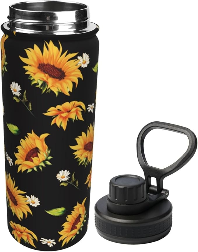Cerburny Water Bottle Sunflower 18 oz Stainless Steel Insulated Bottles With Lid Wide Mouth Gym Sports Water Jug For Women Mom Mother