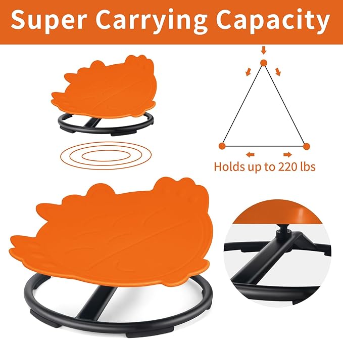 Autism Kids Swivel Chair, Sensory Products Sit and Spin Spinning Activity Toy for Toddlers, Sensory Spinning Seat for Kids Training Body Coordination (Orange)
