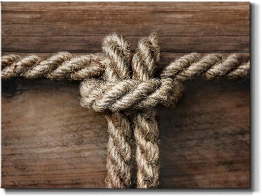 Renditions Gallery Canvas Nautical Wall Art Modern Decorations Paintings Rope Closeup Knot Abstract Vibrant Wooden Maritime Sailor Artwork Prints for Bedroom Office Kitchen - 24"x36" LT33
