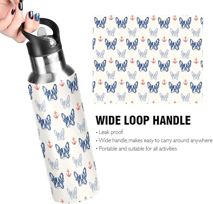 MNSRUU Insulated Water Bottle with Straw, Rainbow and Unicorns Stainless Steel Flasks for Sports Cycling Hiking School