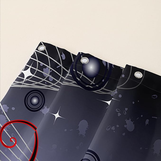 AILONEN Black Rose Shower Curtain for Women,Music Rose Bath Curtain for Bathroom Decor,Red and Black Art Polyester Waterproof for Girls with 12 Plastic Hooks,60" W*72" H Black