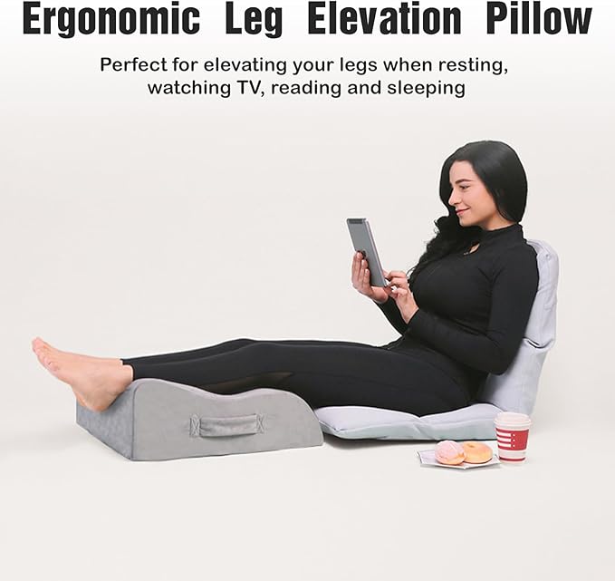 LightEase Memory Foam Leg, Knee, Ankle Foot Support and Elevation Pillow for Surgery Recovery