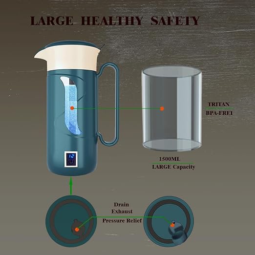 Hydrogen Water Bottle Alkaline Water Generator Hydrogen Water Ionizor Maker Machine Pitcher Ionizer with SPE & PEM Tech 1500ml/50floz