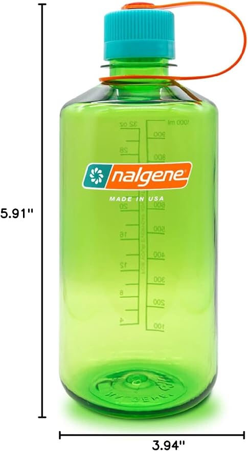 Nalgene Tritan Narrow Mouth BPA-Free Water Bottle, Pear, 32 oz