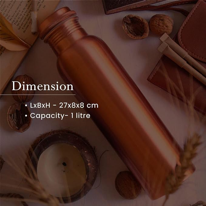 EcoLife Hydration Copper Bottle - Stay Refreshed with 900ml Capacity, 7X7X27 CM