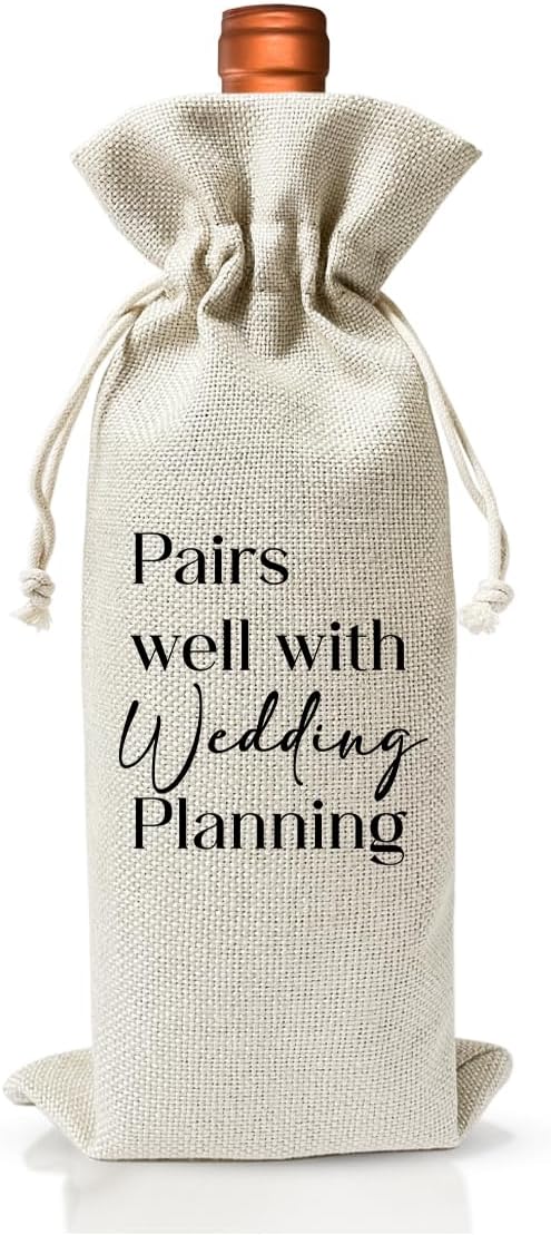 Wedding Planner Gift Wine Bag, Engagement Party Supply, Wedding Officiant Gift Idea, Pastor Appreciation Gift, Thank You Wedding Gift, Bridal Party Gift for Bridesmaid Boxes, Burlap Wine Bag