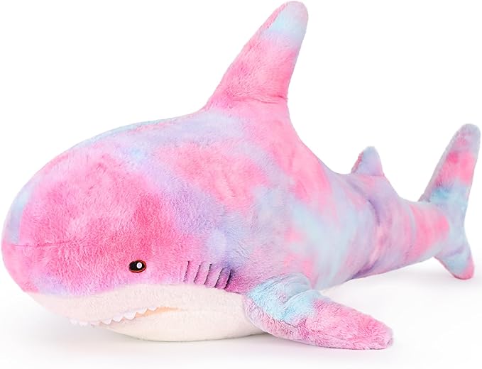 MorisMos Giant Shark Stuffed Animal, Chubby Shark Pillow Baby Shark Plush Toy Shark Toys Cute Stuffed Shark Plush Big Shark Plush Pillow for Kids, Purple, 40in