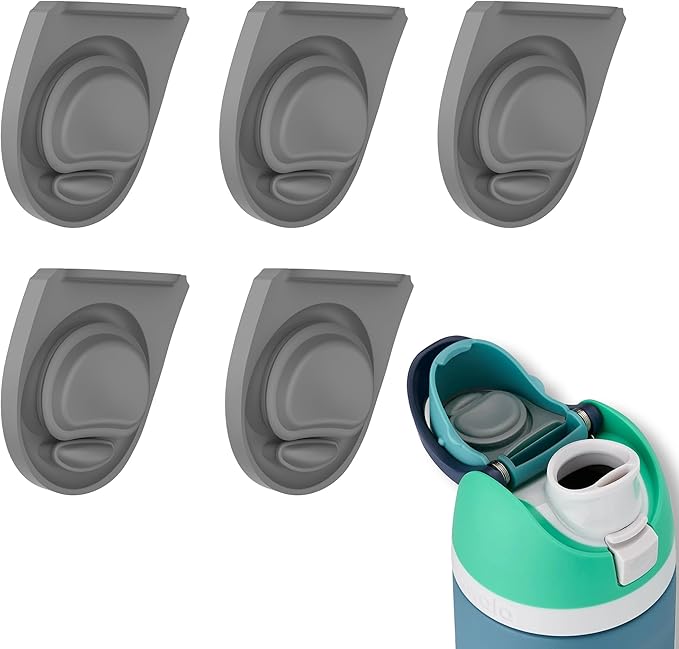 5 Pcs Replacement Stopper for Owala FreeSip 19/24/32/40 Ounce, Silicone Sealing Anti-Spill Replacement Stopper Accessories Compatible with Owala Freesip BPA-Free-Grey