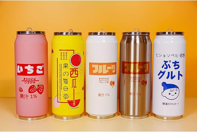 Kawaii Water Bottles Stainless Steel Water Bottle Kawaii Water Bottle with Straw Japanese Water Bottle Insulated (500ml/16.12oz，White lychee)