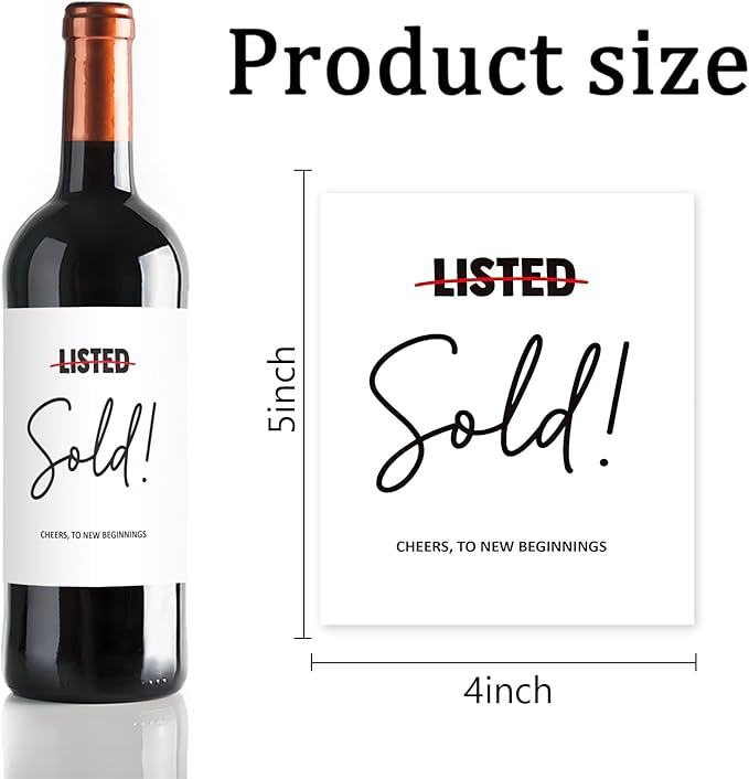 24 Pcs Realtor Wine Labels Thank You Gifts Wine Bottle Stickers Real Estate Agent Wine Labels for Bottles Gifts for Realtor Women Men