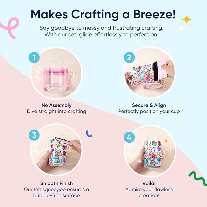 Silicone Cup Cradle, Cup Cradle for Tumblers Use to Apply UV DTF Decal/Apply Vinyl Decals - Keep Mugs in Place with Felt Squeegee