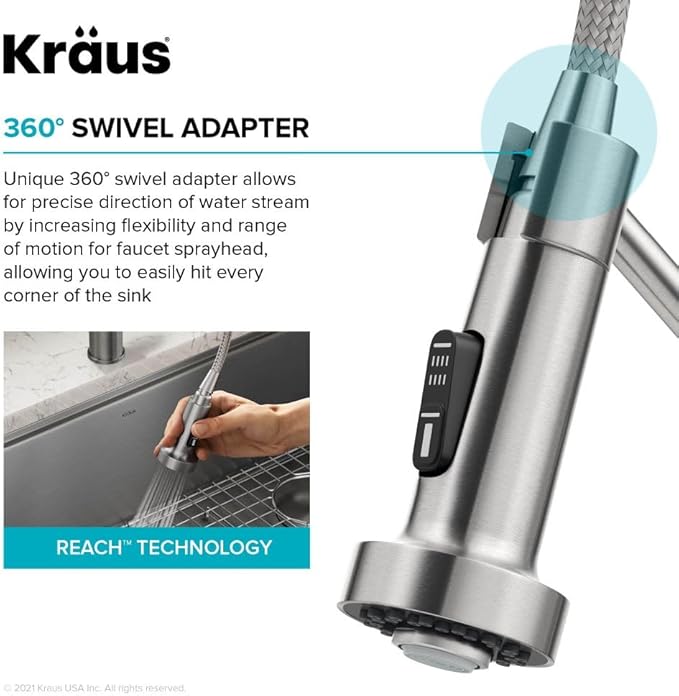 KRAUS Bolden 2-in-1 Commercial Style Pull-Down Single Handle Water Filter Kitchen Faucet for Water Filtration System in Chrome, KFF-1610CH