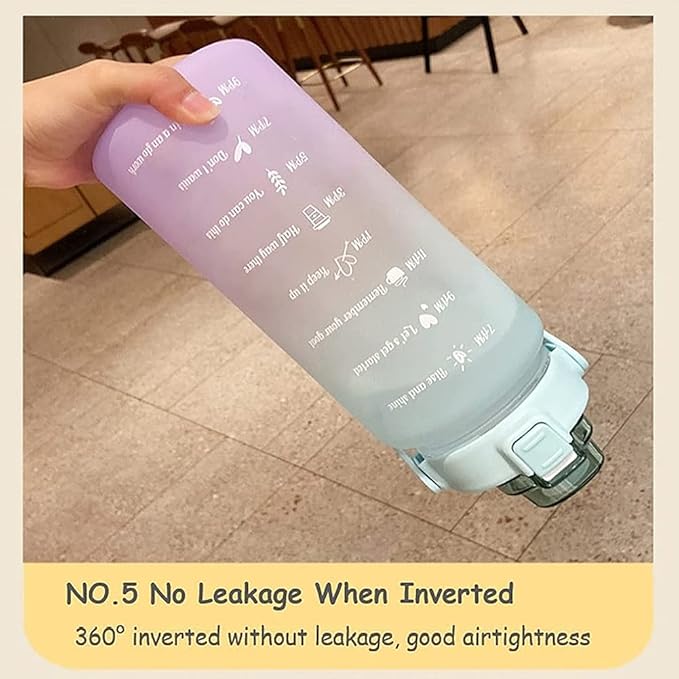 Sports Graduated Water Bottle 2000ml Simple Portable Thermo mug with Straw Lid, Perfect for Outdoor Travel or Gift for Your Family and Friends