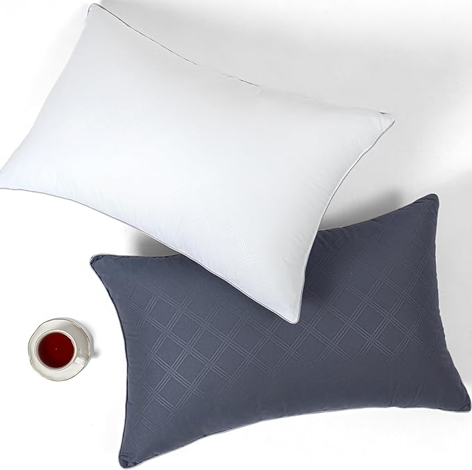 Pillows for Sleeping 4 Pack Bed Pillow Set of 4 for Side Back and Stomach Sleepers Down Alternative Filling Luxury Soft (Grey-White, Standard(4 Pack))