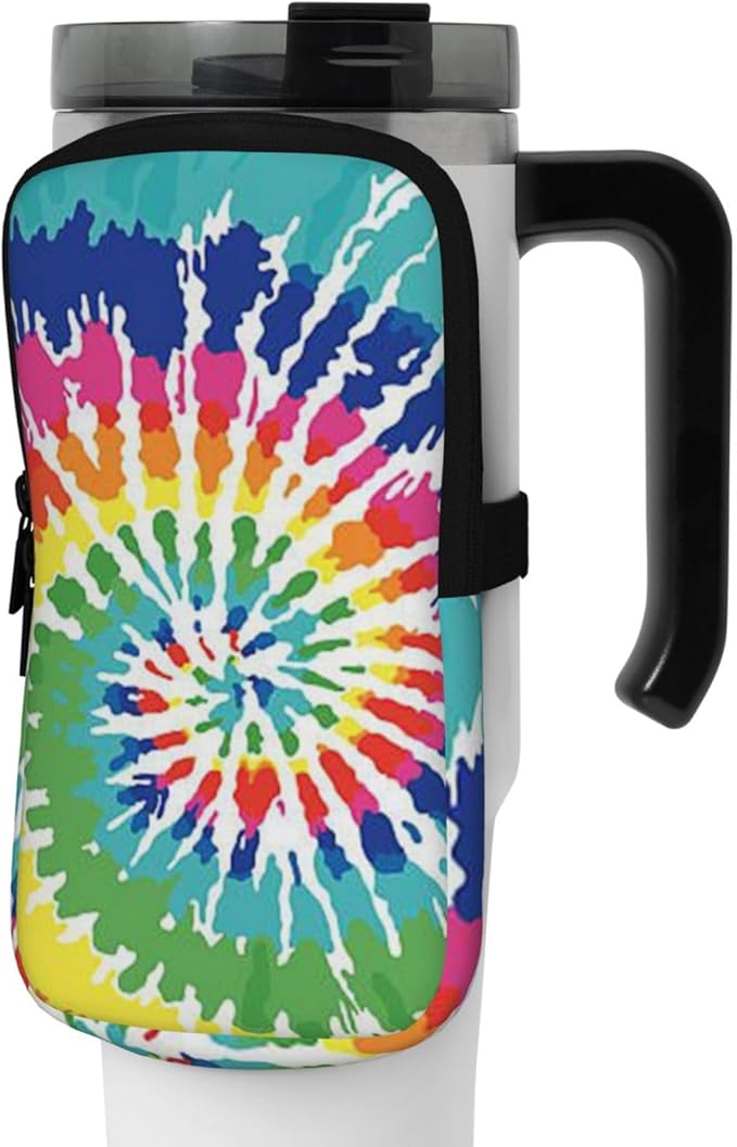 Galaxy Mandala Water Bottle Pouch for Stanley Cup 40oz 30oz,Personalized Gym Purse for Men Women, Tumbler Pouch with Versatile Pocket Water Bottle Bag for Cards, Keys, Phone